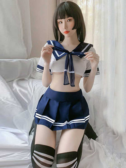 Anime Sailor Crop Top and Skirt Set