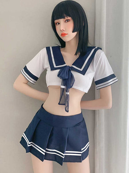 Anime Sailor Crop Top and Skirt Set