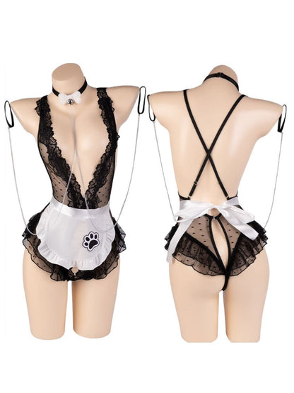 Kawaii Cat Maid Crotchless Teddy