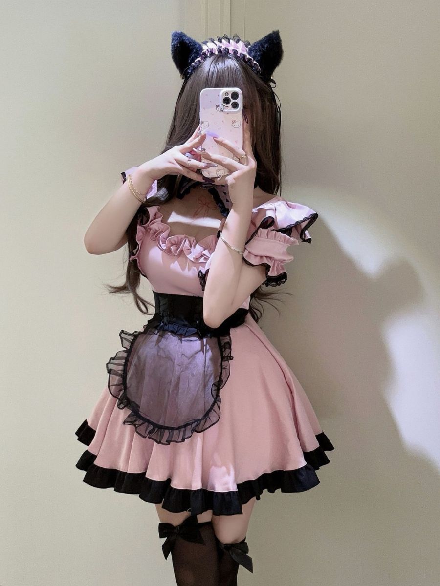 Kawaii Pink Lolita Maid Outfit