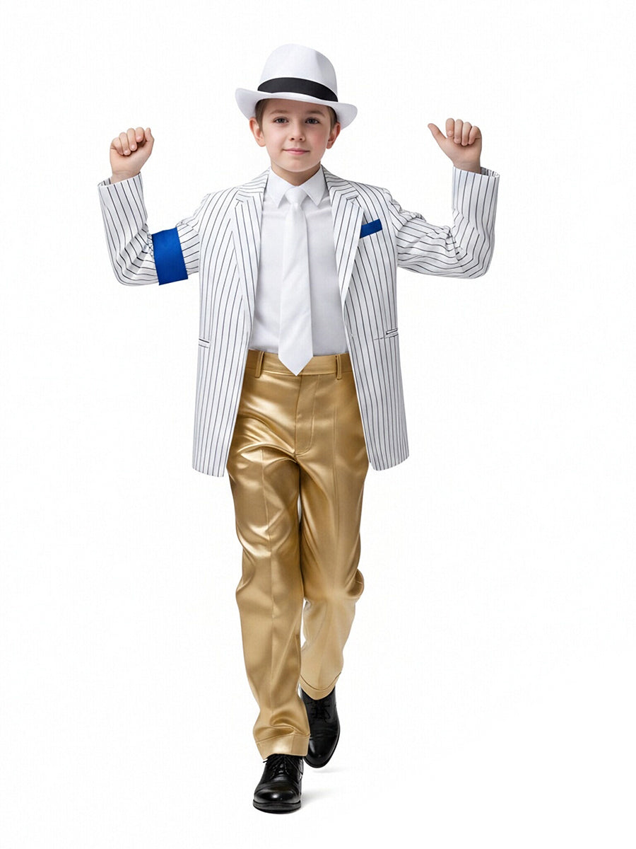 Michael Jackson Smooth Criminal Costume for Kids Pop King Metallic Performance Outfit 