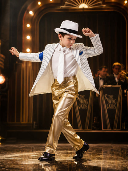 Kids Metallic Gold Stage Costume