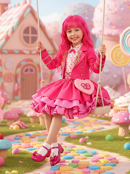 Kids Pink Heart Princess Costume