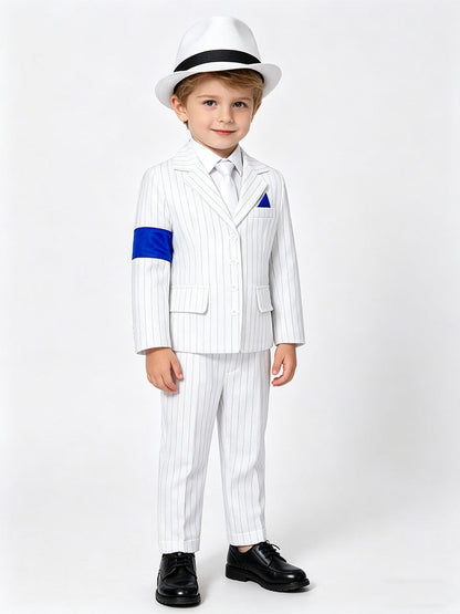 Kids Pop King White Pinstripe Suit