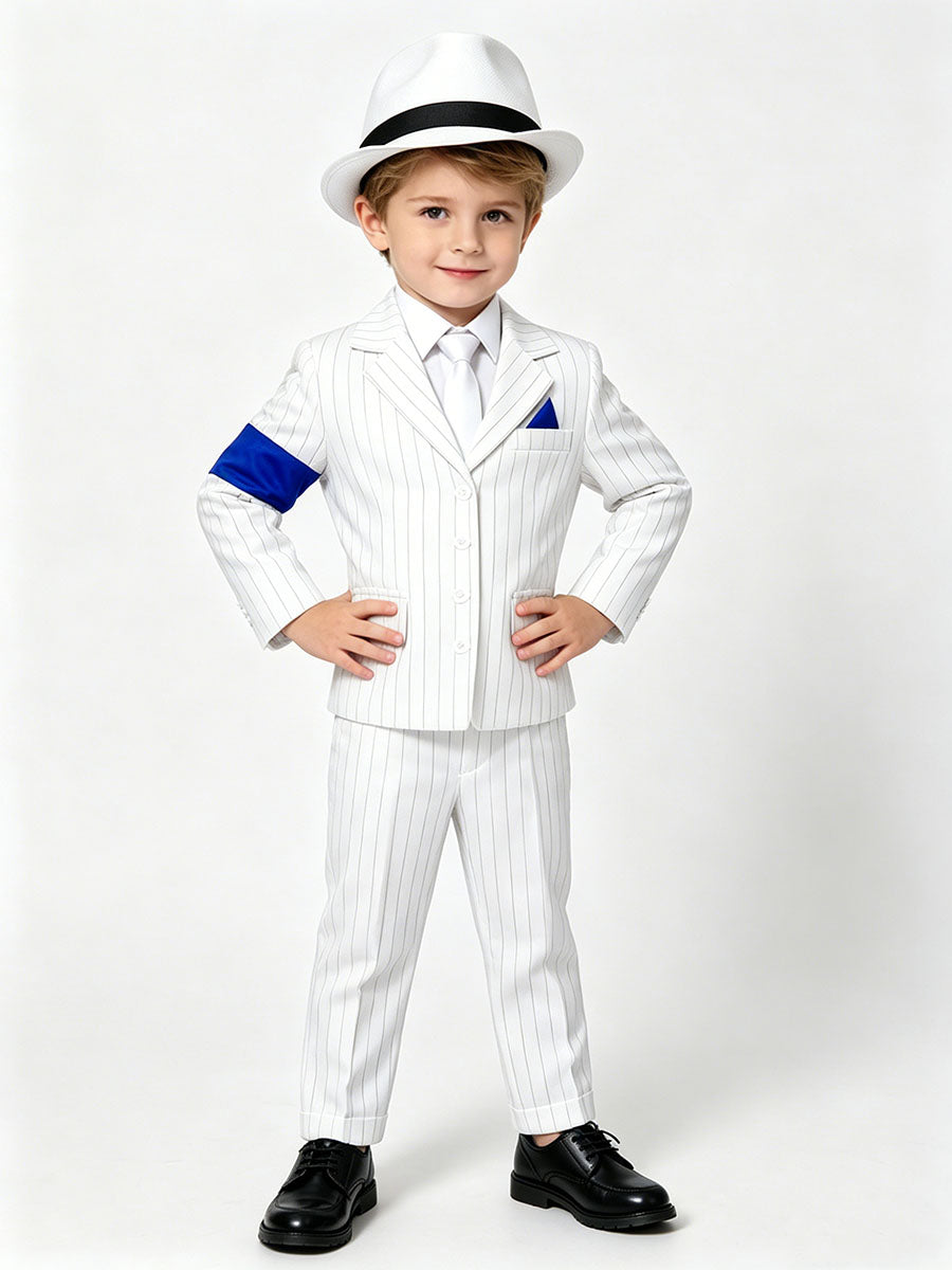 Michael Jackson Smooth Criminal Costume for Kids Iconic Pop King White Pinstripe Performance Outfit 
