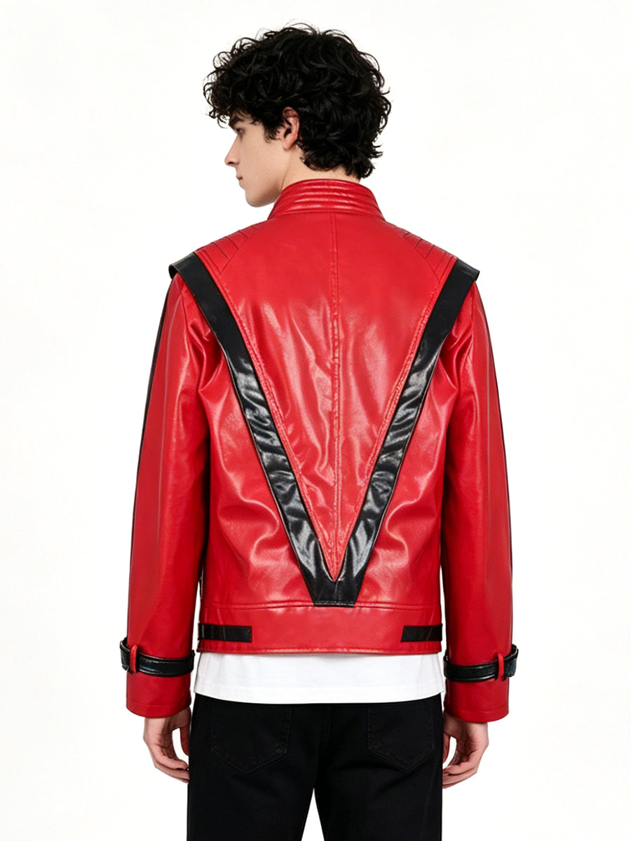 King of Pop Red PU Leather Jacket