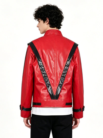 King of Pop Red PU Leather Jacket