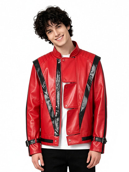 King of Pop Red PU Leather Jacket