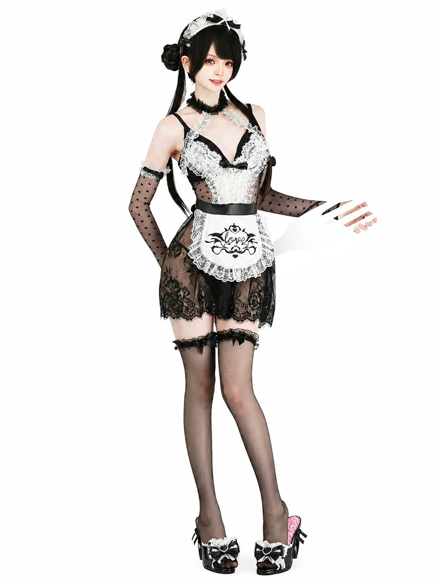 Lace French Maid Babydoll Dress