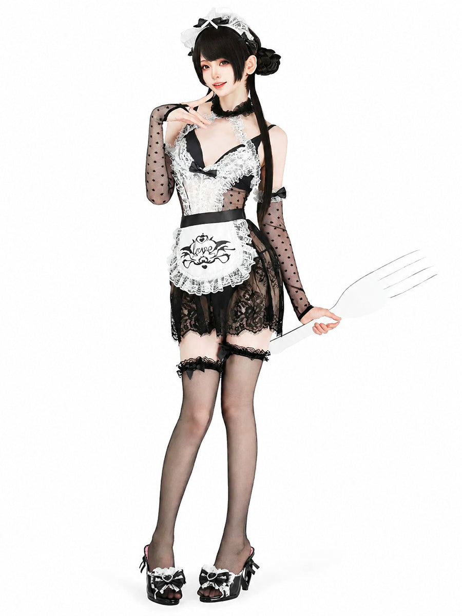 Lace French Maid Babydoll Dress