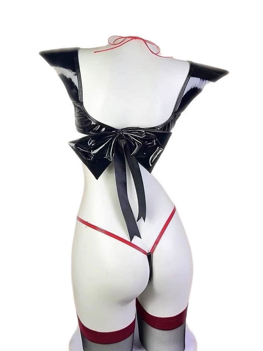 Sexy Latex Devil Lingerie Set