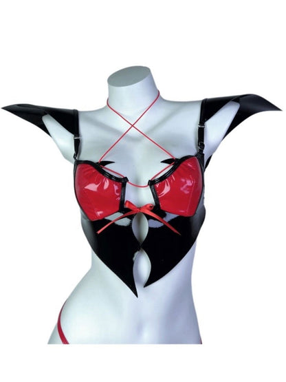 Sexy Latex Devil Lingerie Set