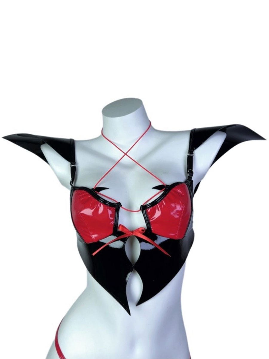 Sexy Latex Devil Lingerie Set