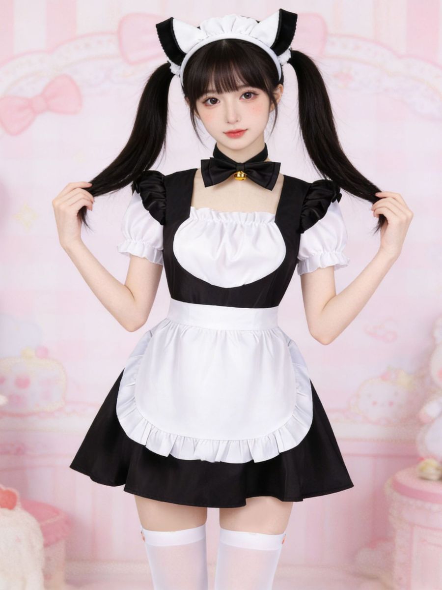 Lolita Style Ruffled Apron Maid Dress