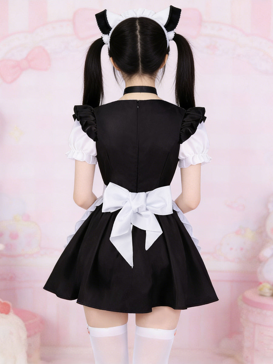 Lolita Style Ruffled Apron Maid Dress