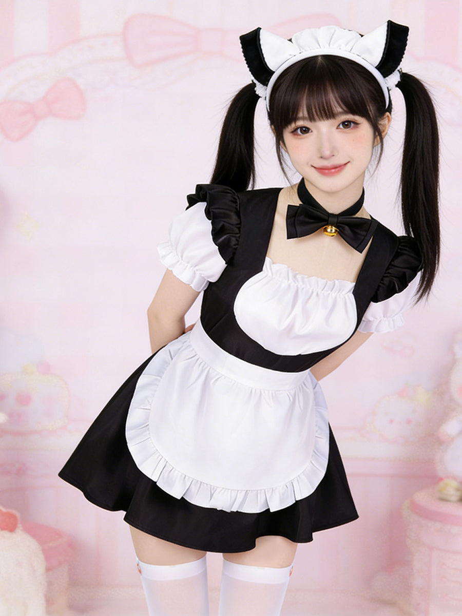 Lolita Style Ruffled Apron Maid Dress