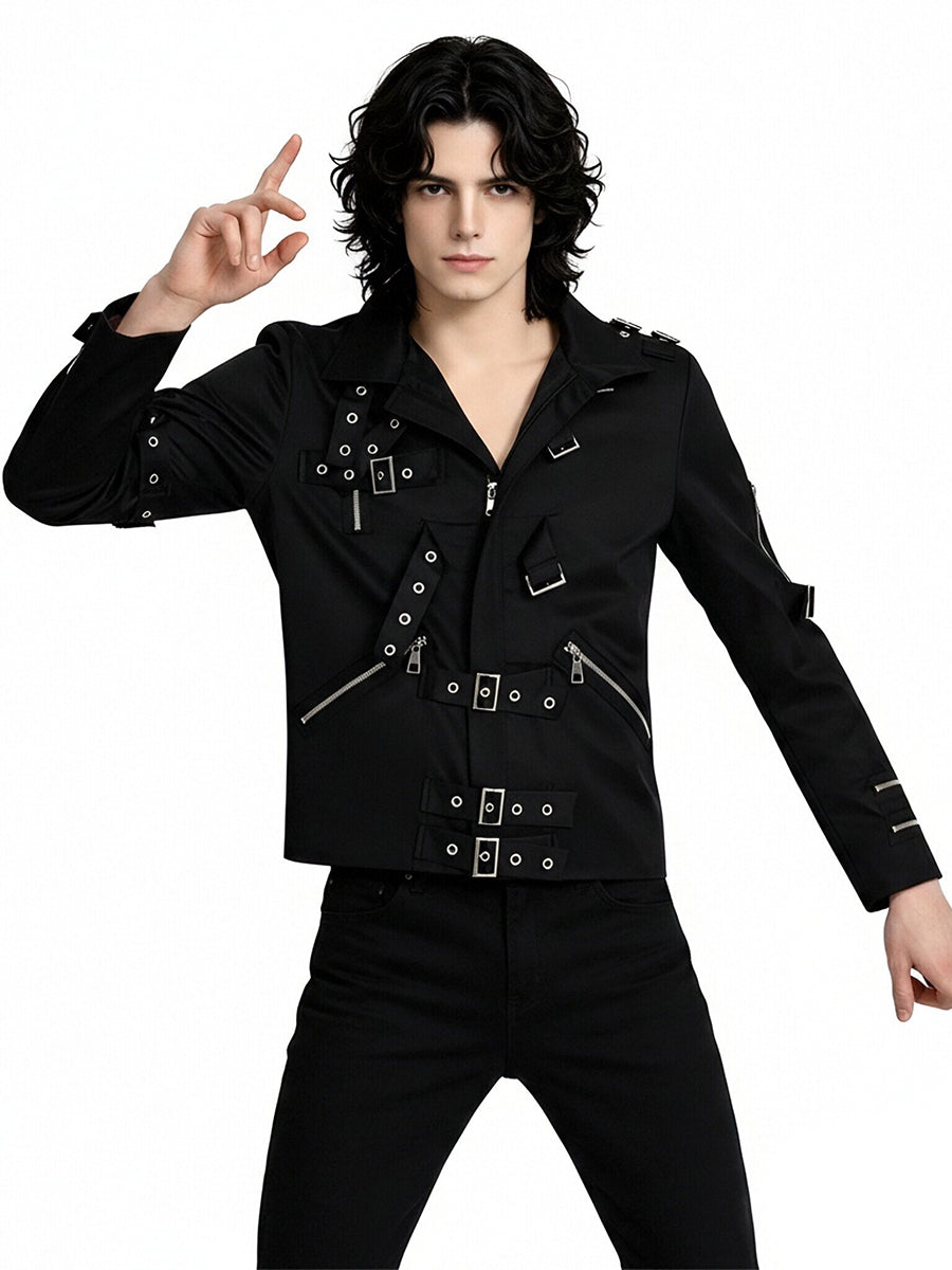 Men's Black Gothic Biker Jacket