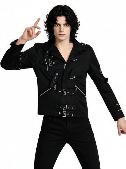 Men's Black Gothic Biker Jacket