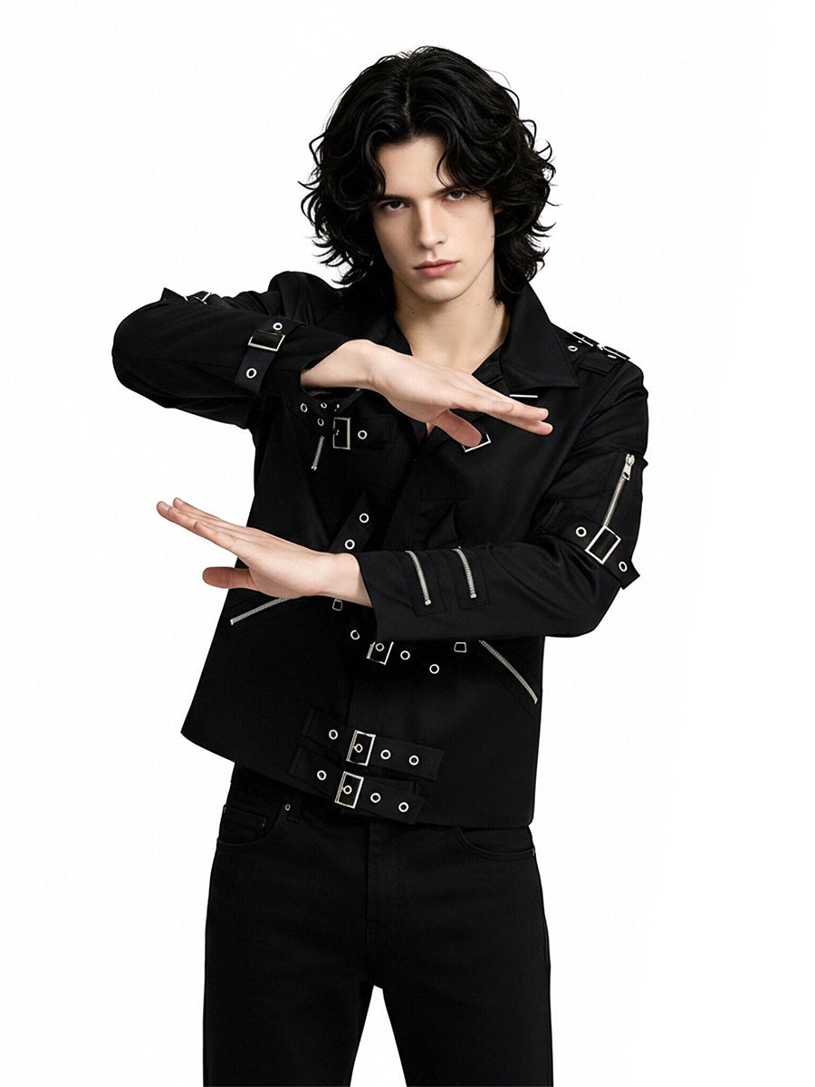 Men's Black Gothic Biker Jacket