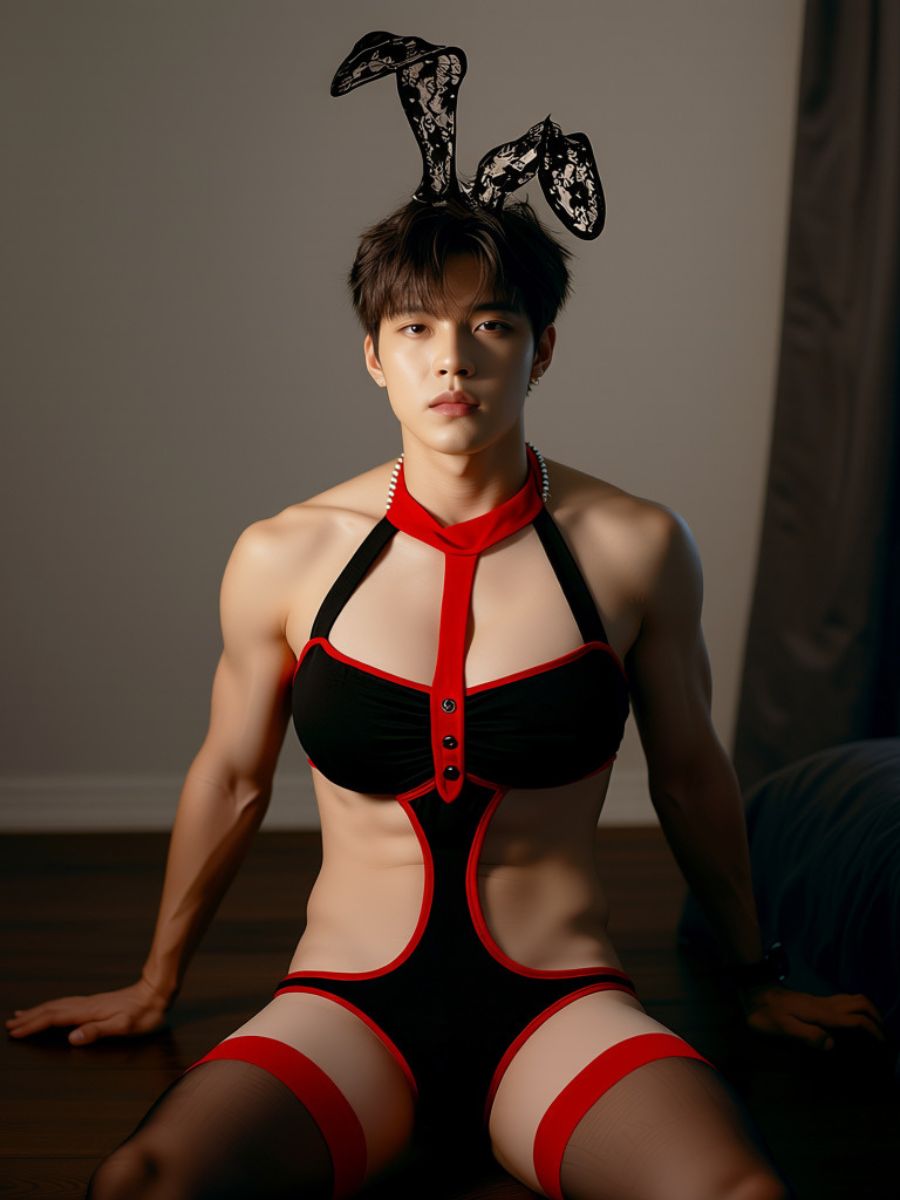 Men's Bunny High Cut Teddy Lingerie