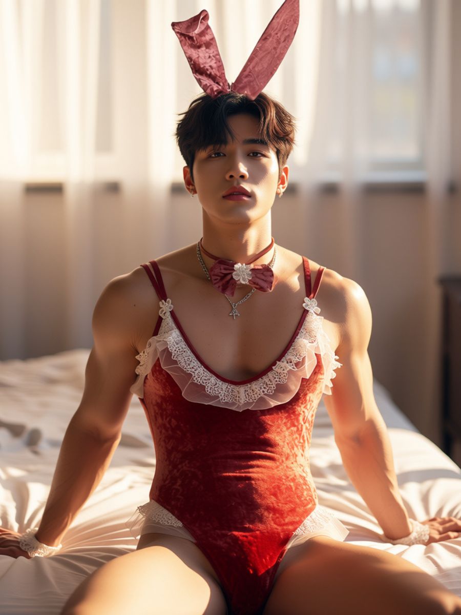 Men's Velvet Bunny Suit Lingerie