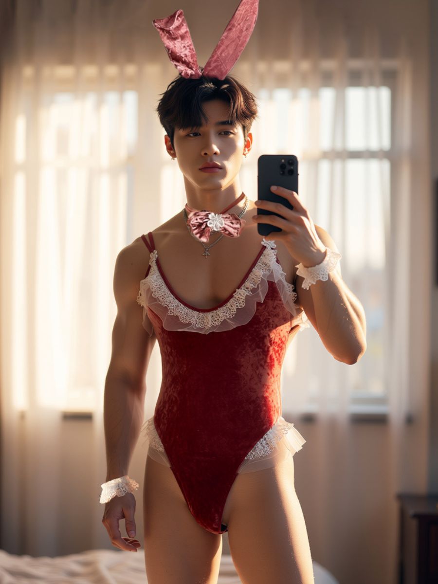 Men's Velvet Bunny Suit Lingerie