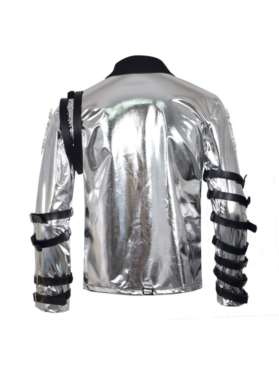 Metallic Silver Buckle Stage Jacket