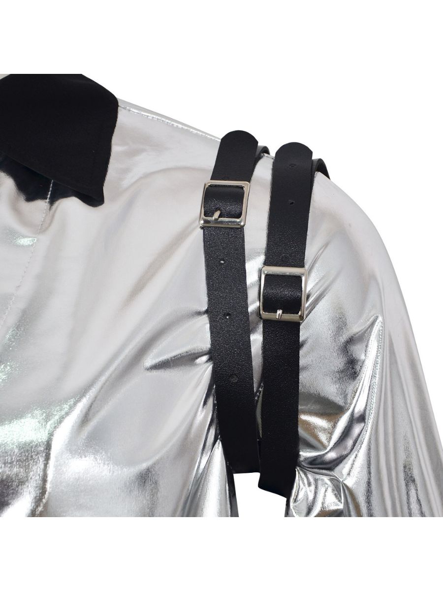 Metallic Silver Buckle Stage Jacket