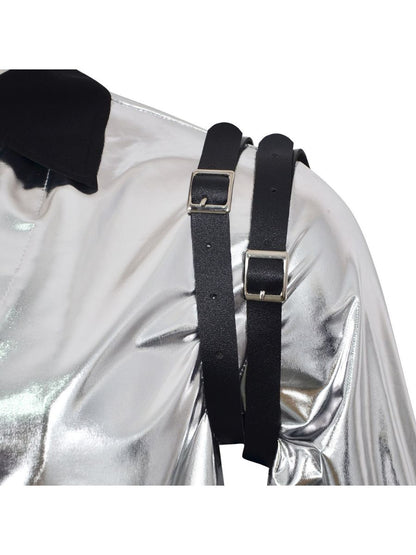Metallic Silver Buckle Stage Jacket