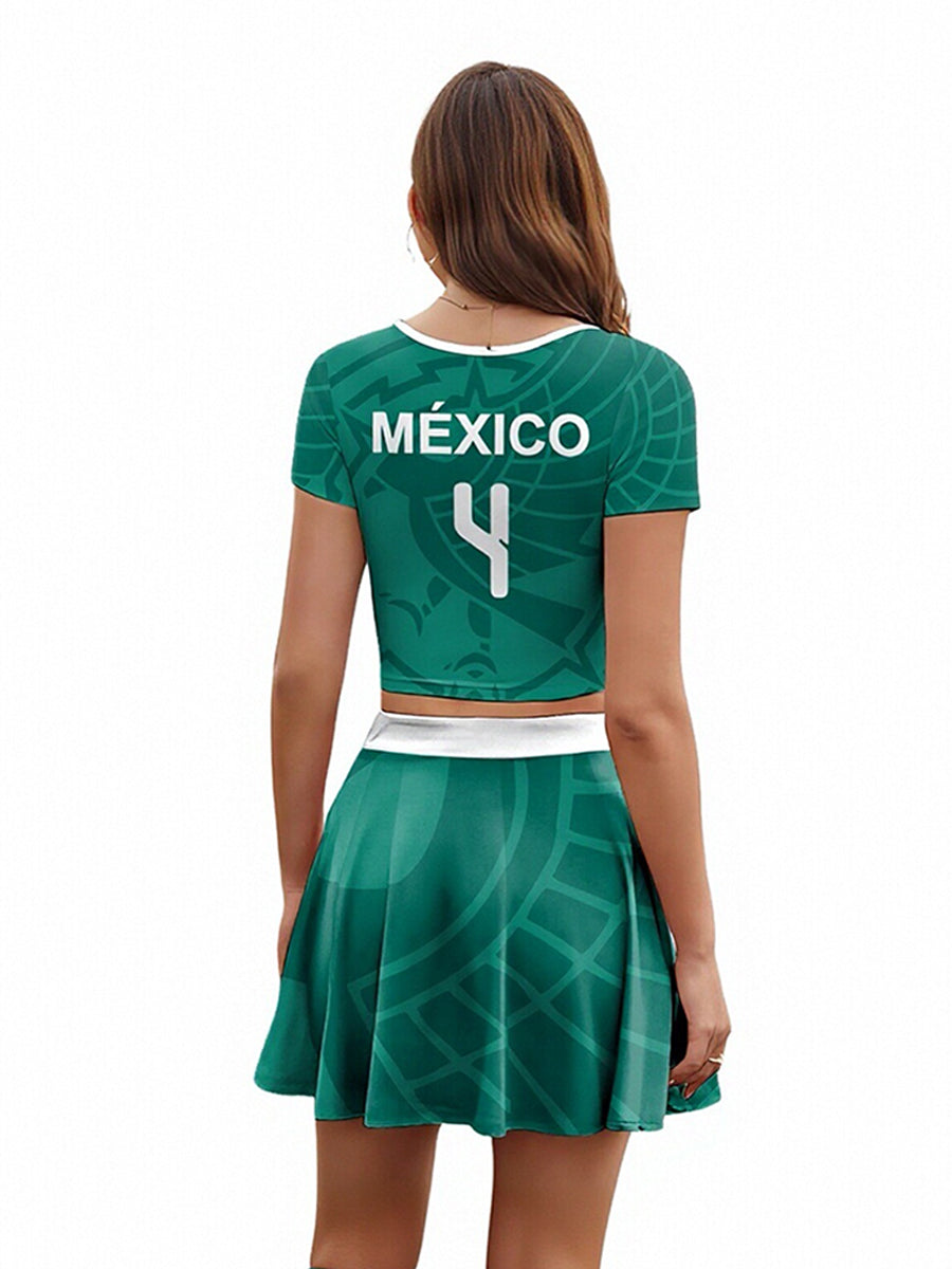 Mexico Cheerleading Crop Top and Skirt