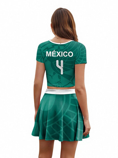 Mexico Cheerleading Crop Top and Skirt