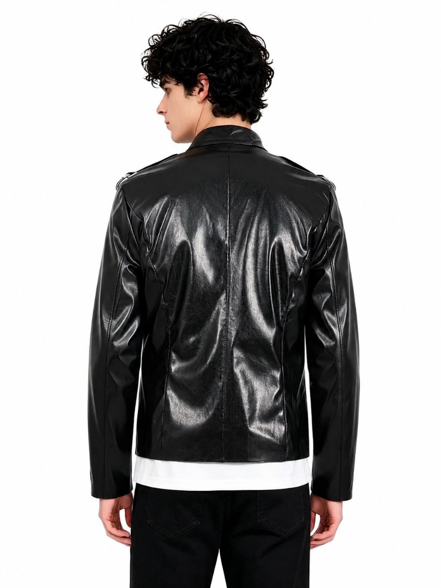 Military Goth Faux Leather Jacket
