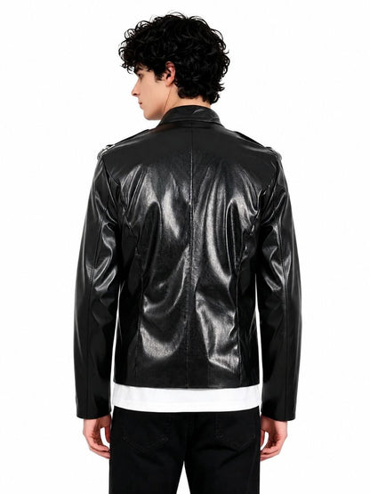 Military Goth Faux Leather Jacket