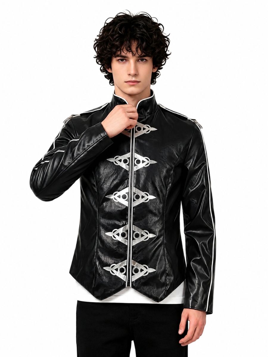 Military Goth Faux Leather Jacket