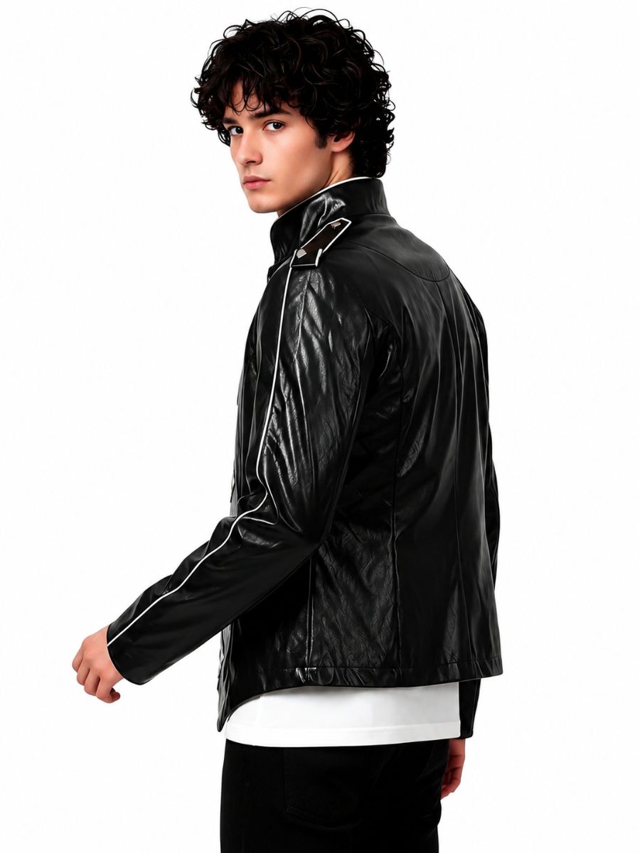 Military Goth Faux Leather Jacket