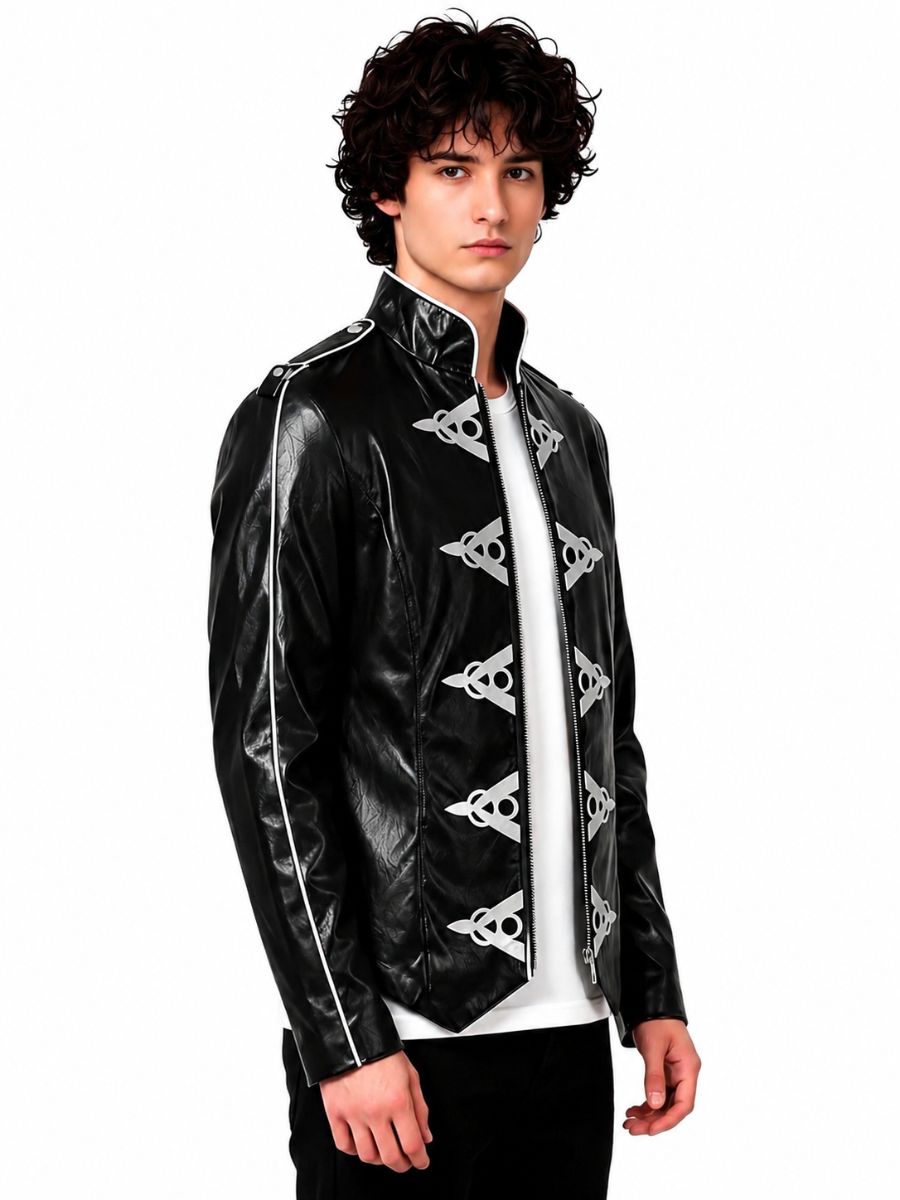 Military Goth Faux Leather Jacket