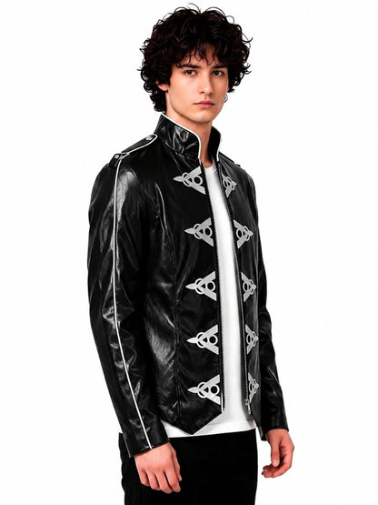 Military Goth Faux Leather Jacket
