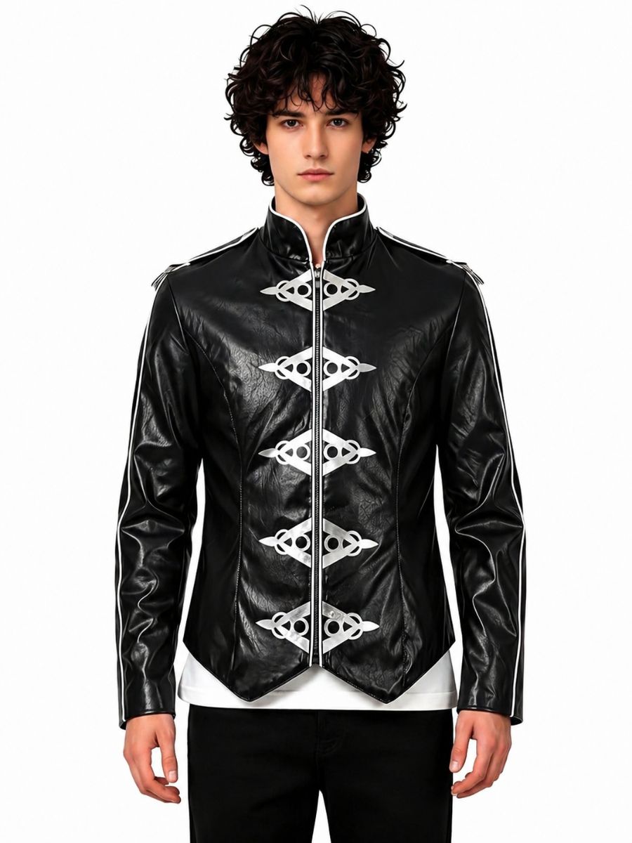 Military Goth Faux Leather Jacket