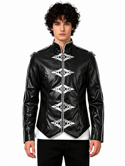 Military Goth Faux Leather Jacket