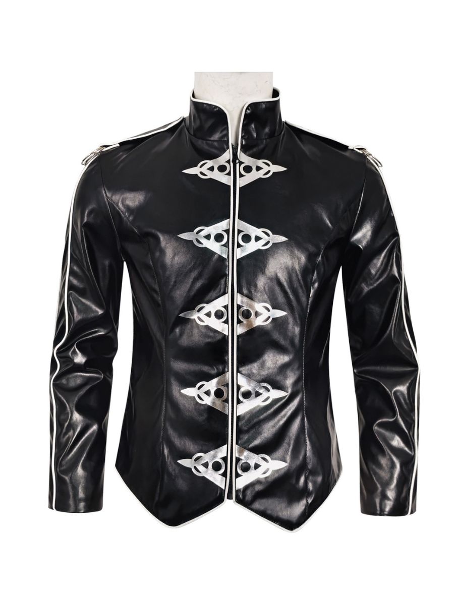 Military Goth Faux Leather Jacket