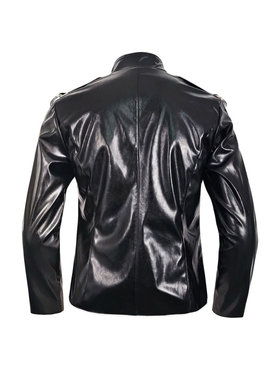 Military Goth Faux Leather Jacket
