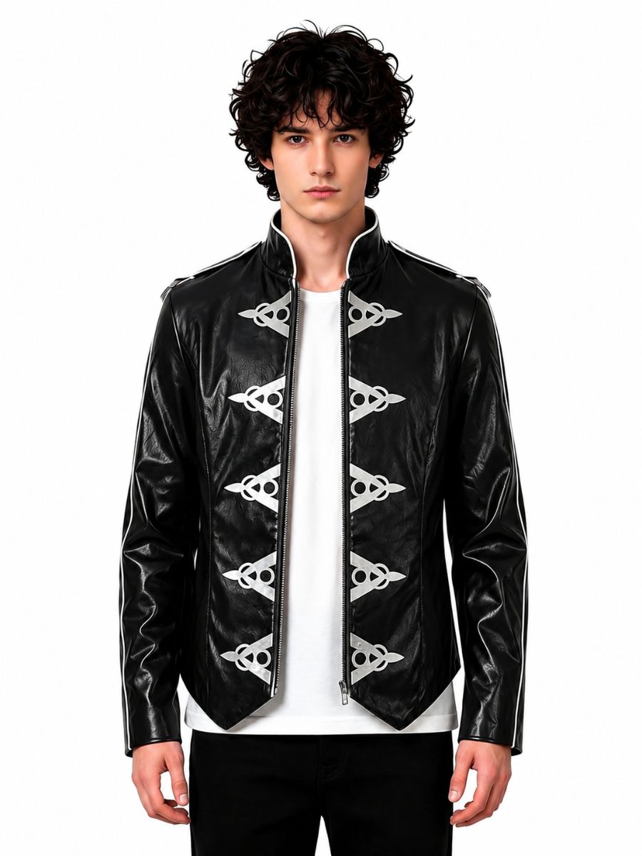 Michael Jackson V8 Jacket Black Faux Leather Pop King MJ Performance Costume