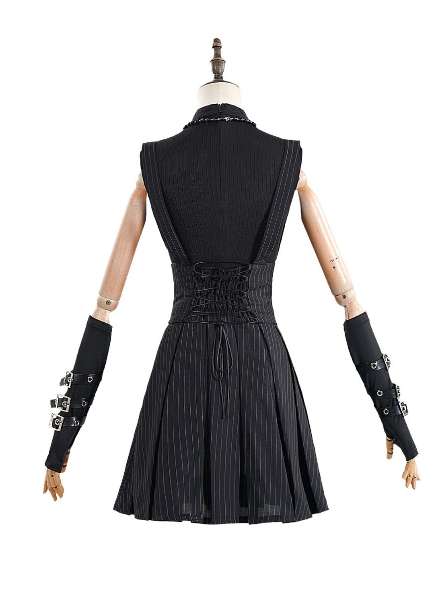 Gothic Punk Striped Skirt Set