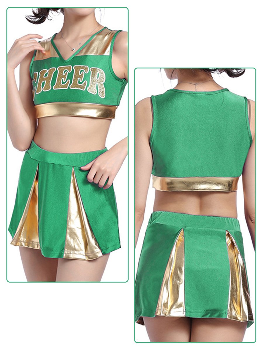 Naughty Cheer Metallic Skirt Set