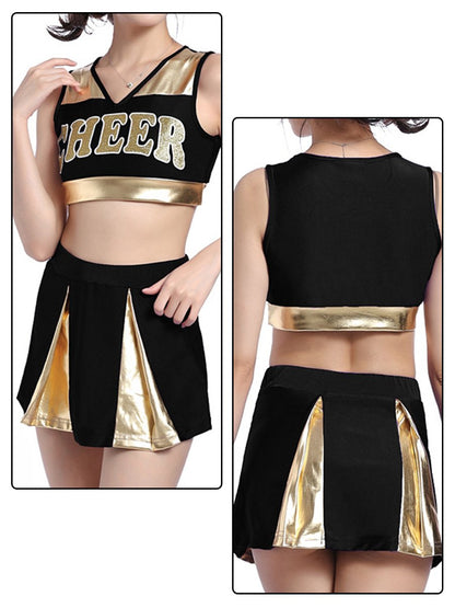 Naughty Cheer Metallic Skirt Set