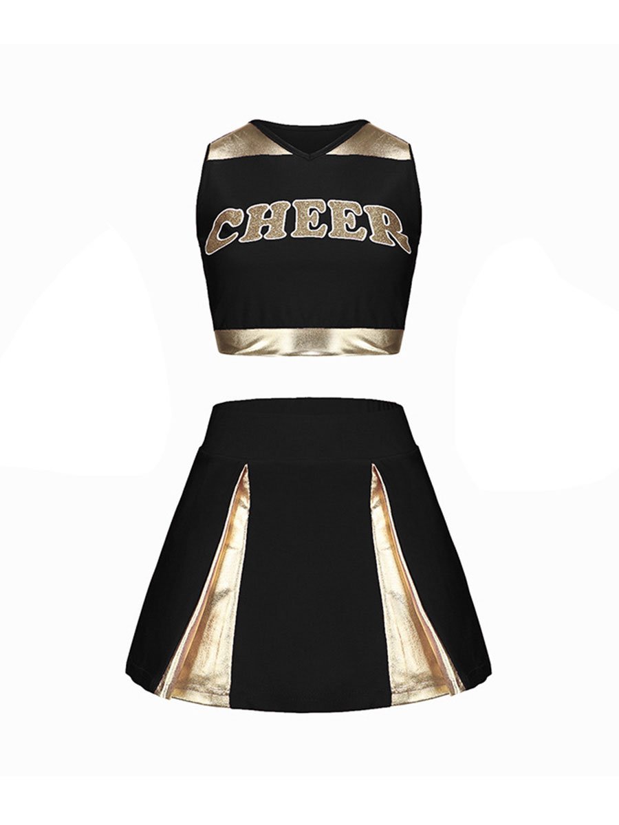 Naughty Cheer Metallic Skirt Set