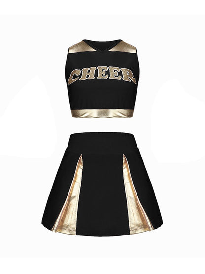 Naughty Cheer Metallic Skirt Set