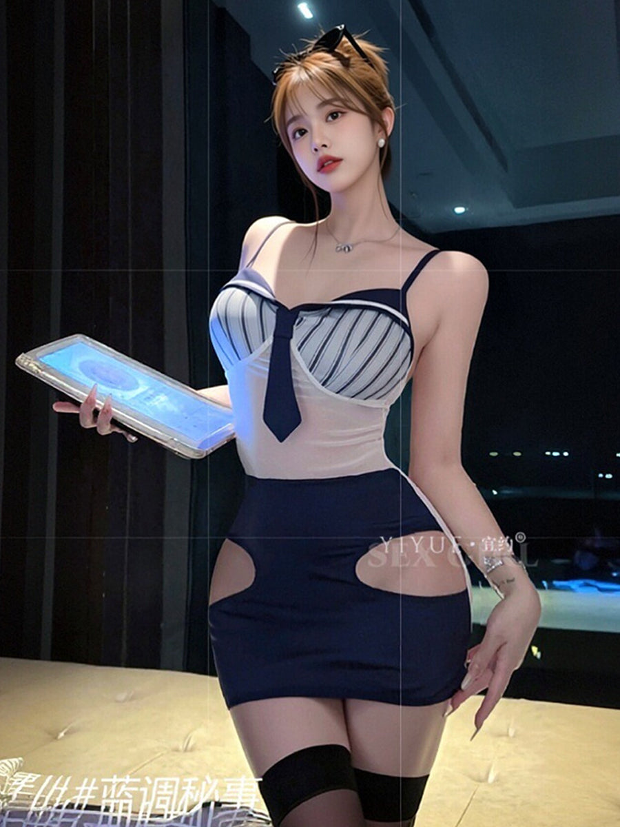 Navy Office Lady Bodycon Dress