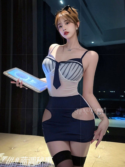 Navy Office Lady Bodycon Dress