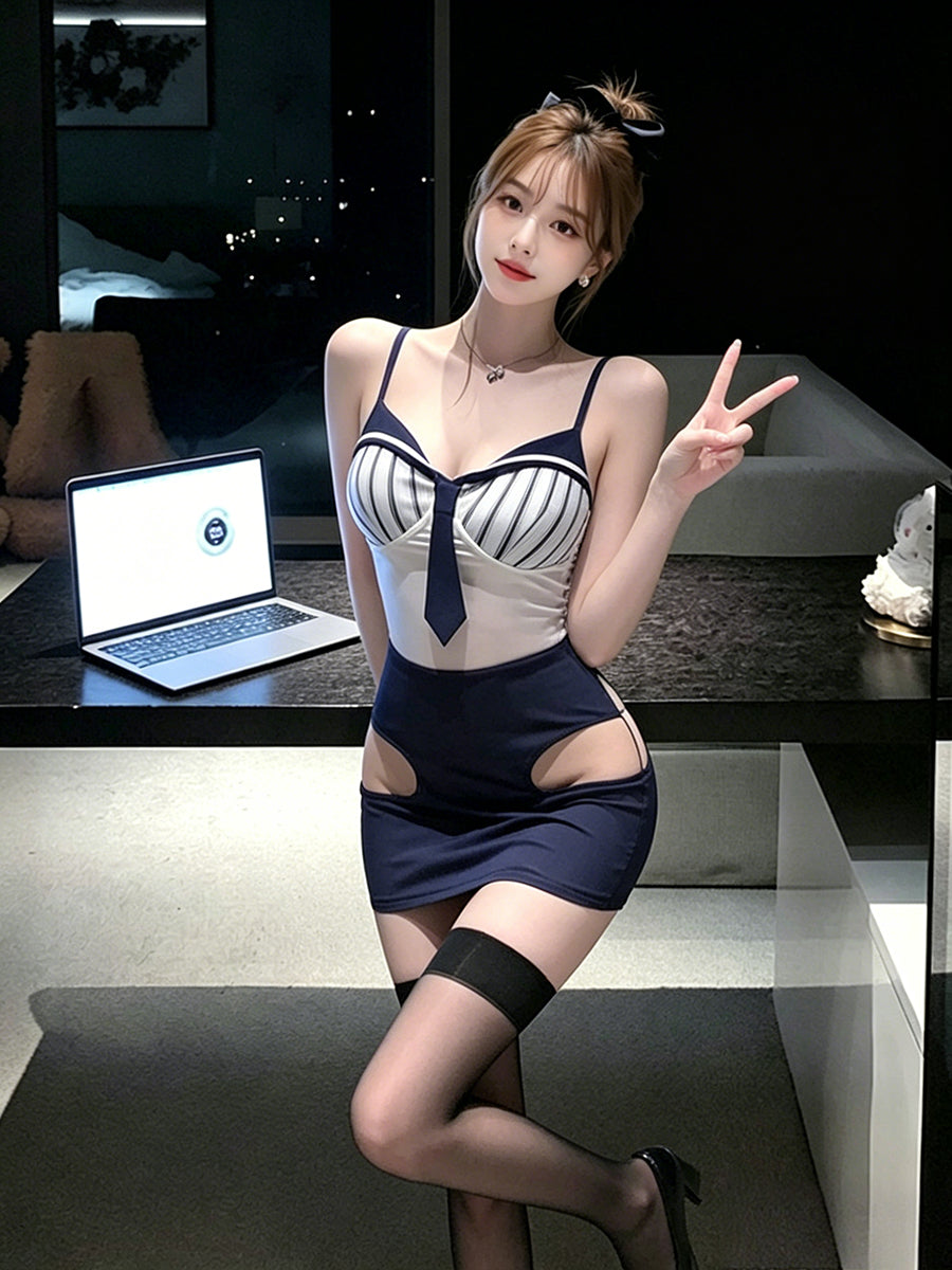 Navy Office Lady Bodycon Dress